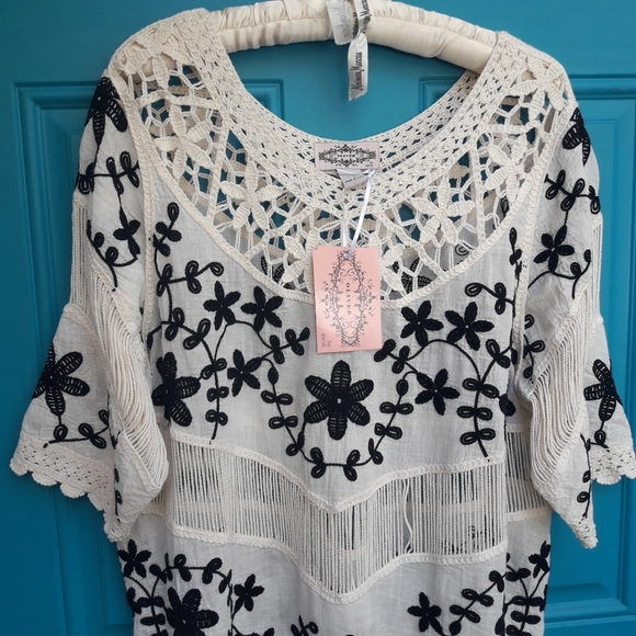 NEW Anthropologie Boho Top Embroidery Crochet Hippie Clothing Embroidered Flower - Picture 3 of 8